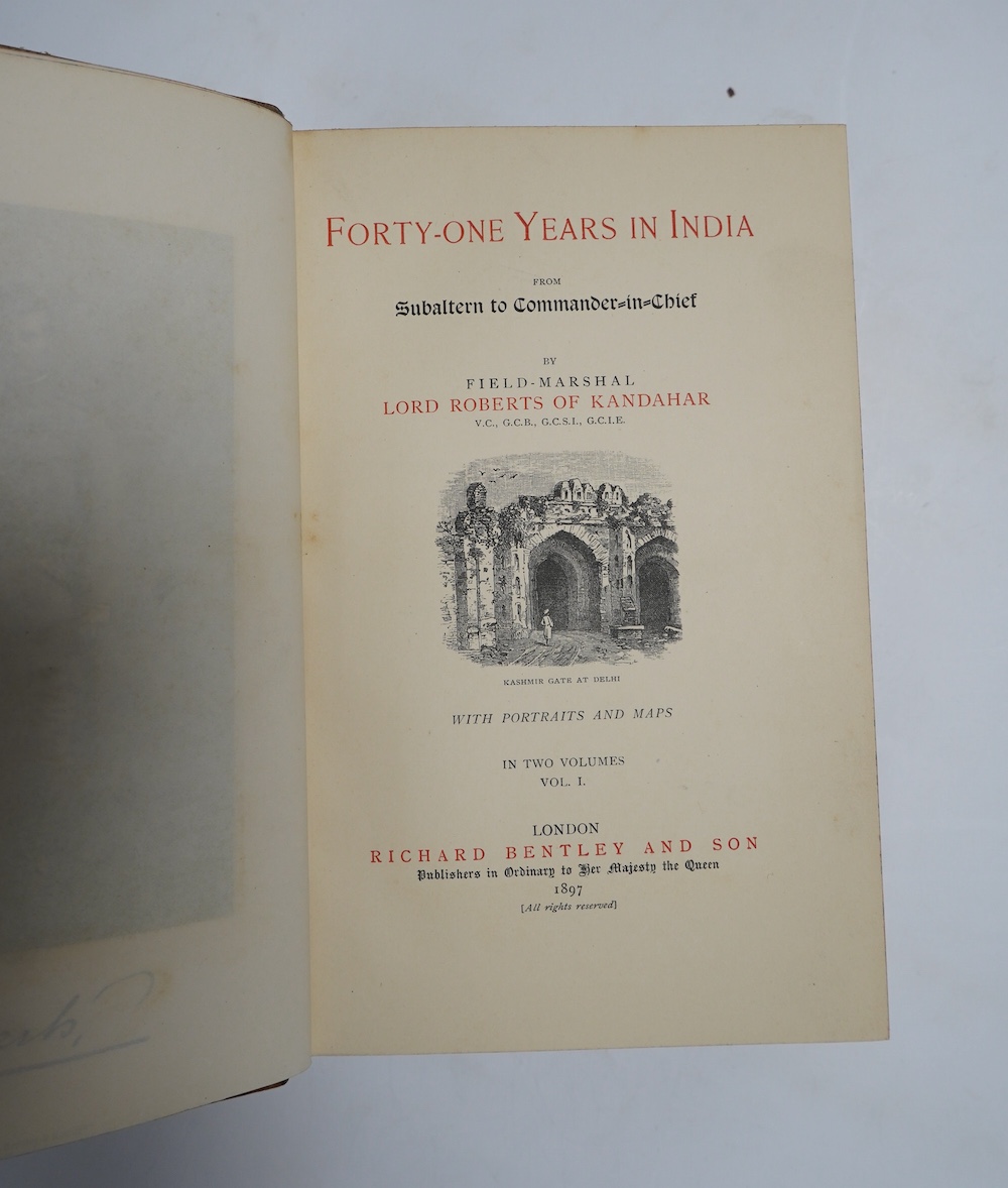 Bindings - Macaulay, Thomas Babington, Lord - The History of England, 5 vols, 8vo, diced calf, 1870; Carlyle, Thomas - The French Revolution, 2 vols, 8vo, calf gilt, 1895 and Robert, Lord - Forty-One Years in India, 2 vo